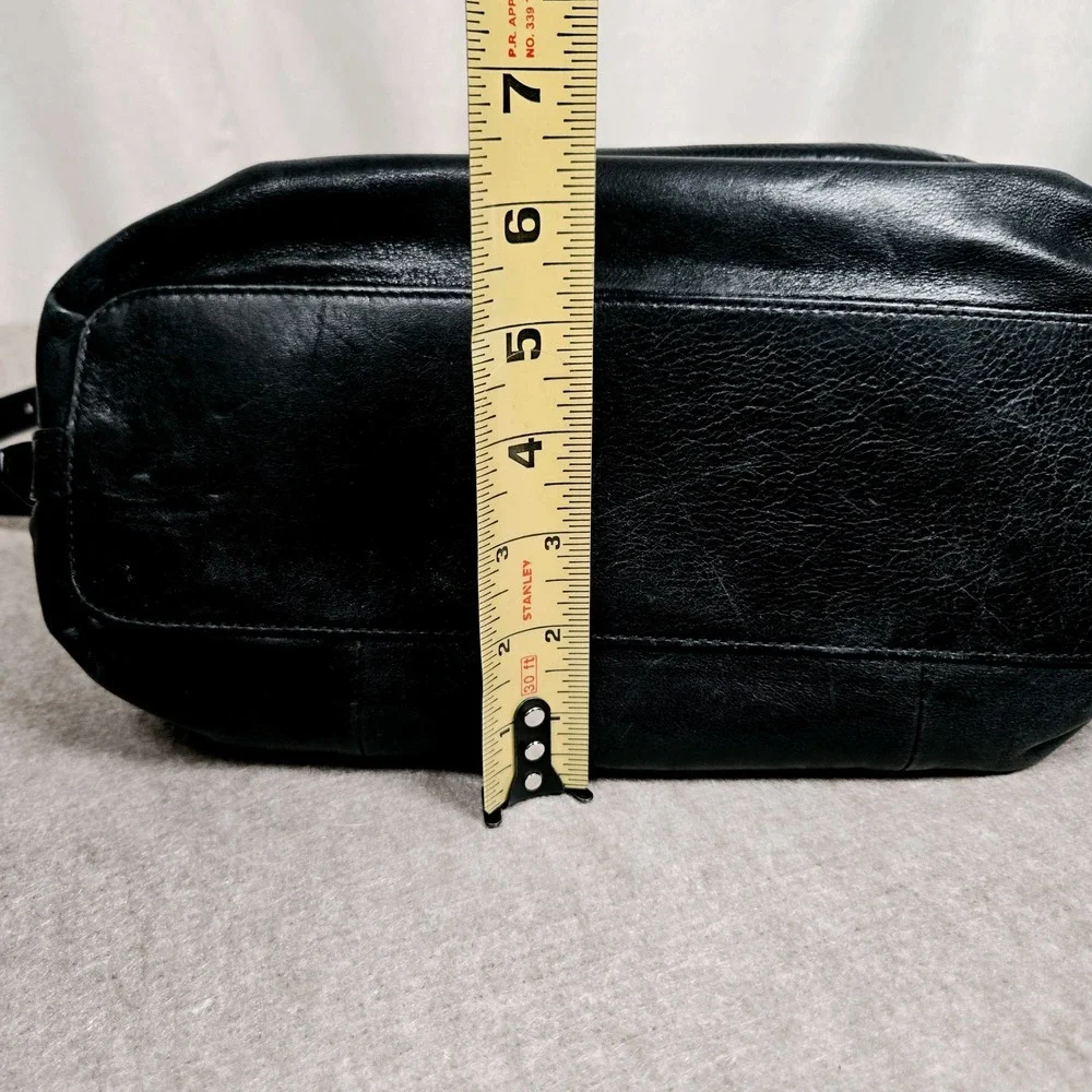 COACH #F22304 Kristen Black Leather Double-Zip Satchel Shoulder Bag